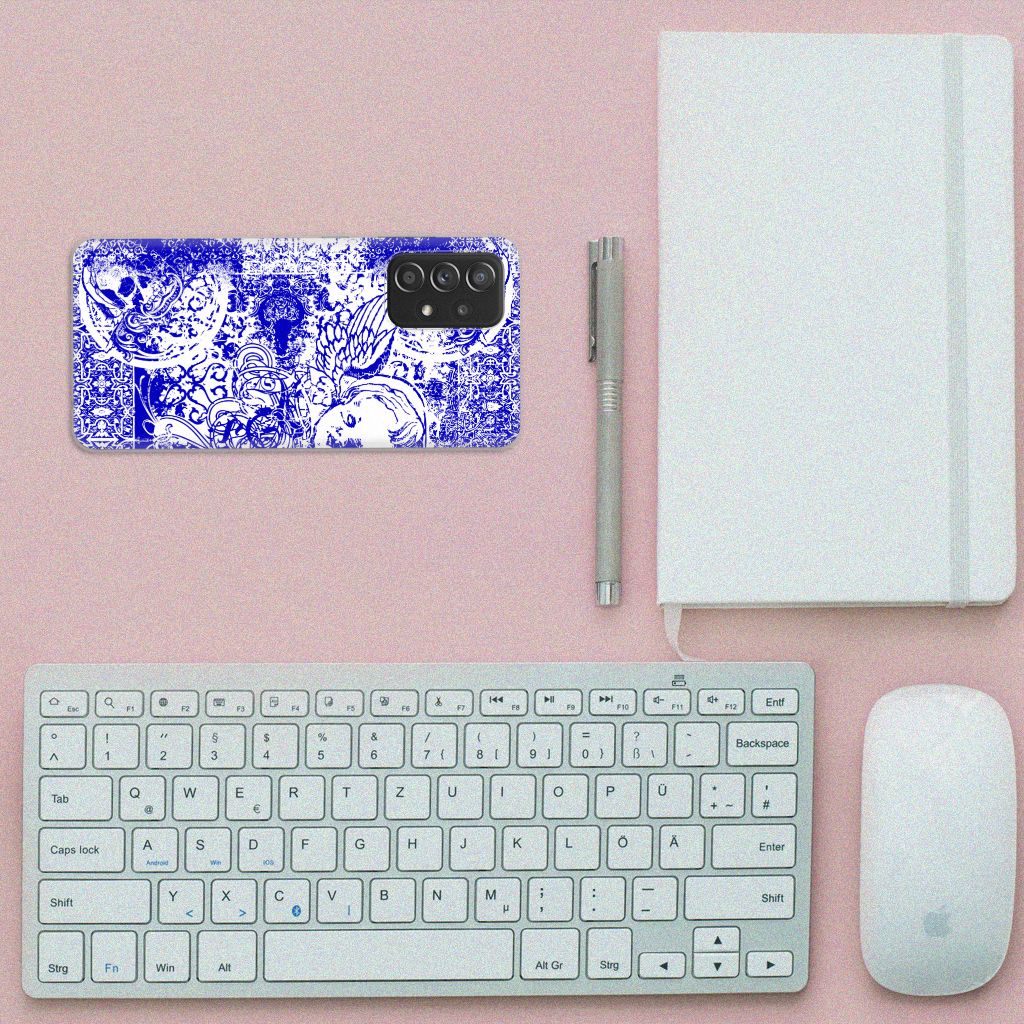 Silicone Back Case Samsung Galaxy A52 (5G/4G) Angel Skull Blauw B2C Telecom