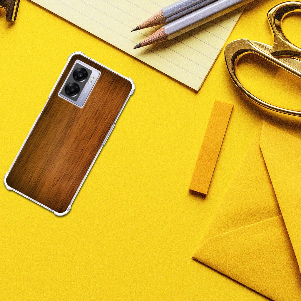 OPPO A77 5G | A57 5G Stevig Telefoonhoesje Donker Hout - B2C Telecom