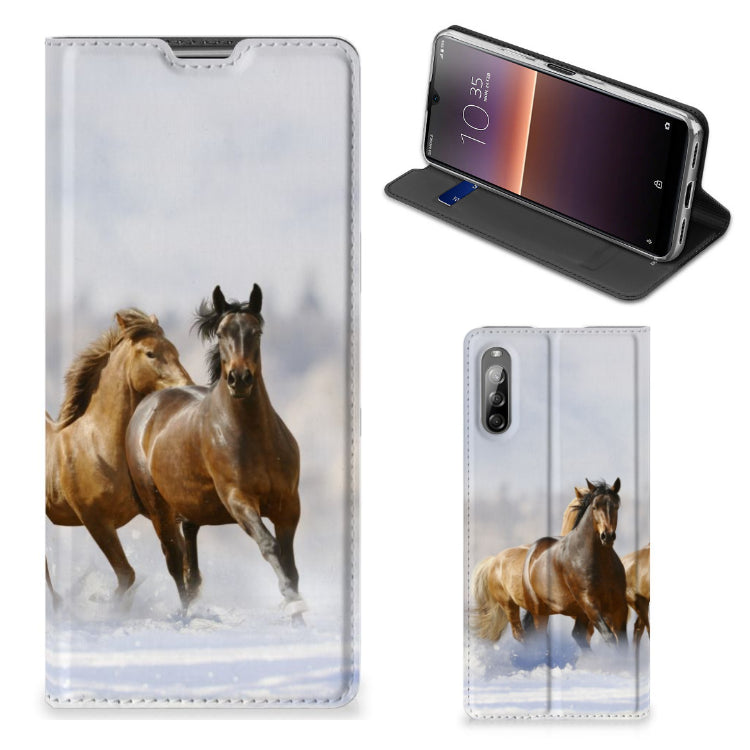 Sony Xperia L4 Hoesje maken Paarden met afbeelding van rennende paarden, chique smartphonehoesje.