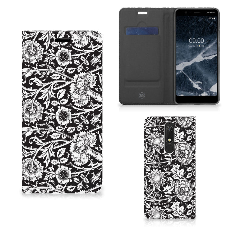 Nokia 5.1 (2018) Smart Cover Black Flowers