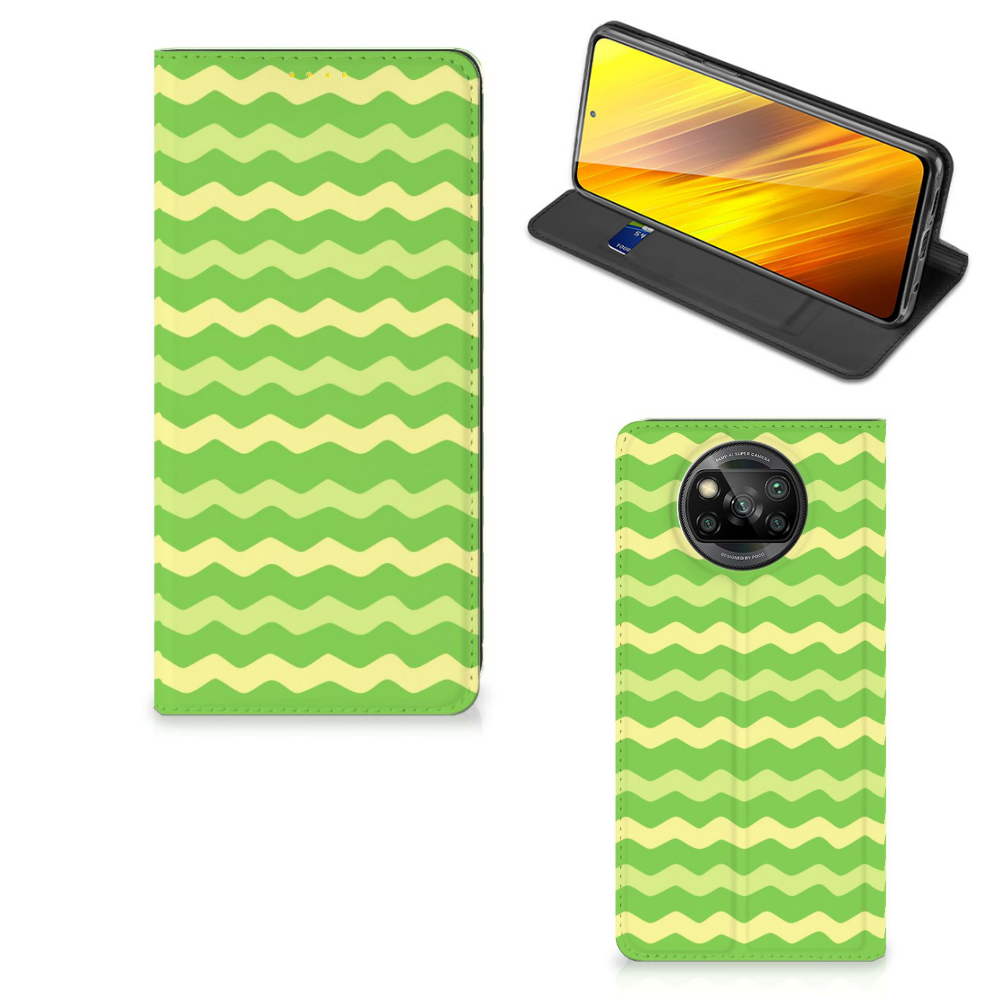 Xiaomi Poco X3 Pro | Poco X3 Hoesje met Magneet Waves Green - B2C Telecom