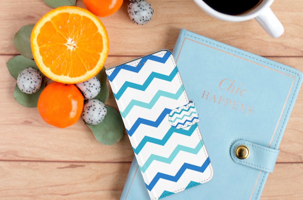 OPPO A15 Telefoon Hoesje Zigzag Blauw