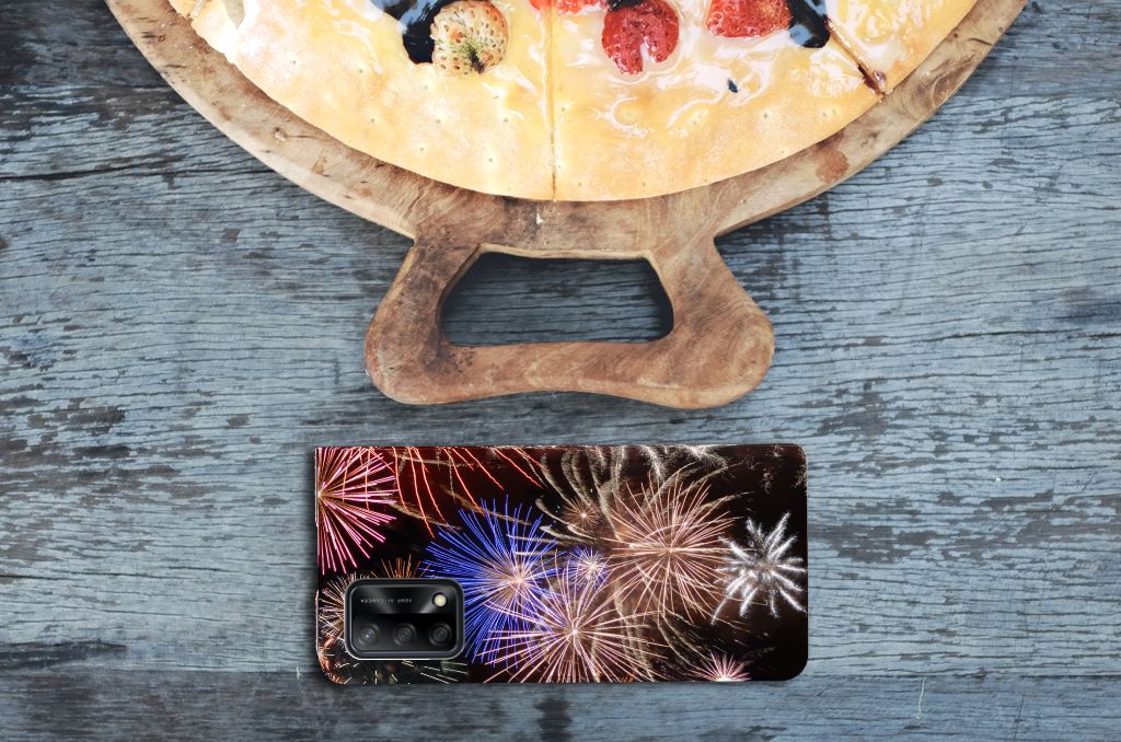 OPPO A74 4G Hippe Standcase Vuurwerk - B2C Telecom
