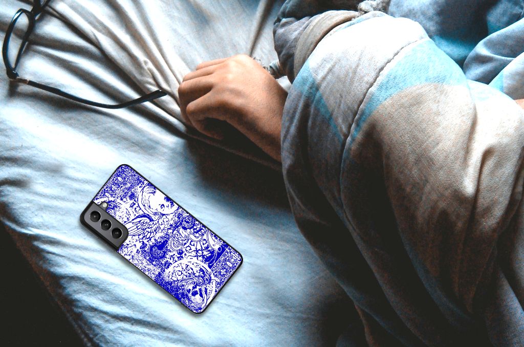 Telefoonhoesje Samsung Galaxy S21FE Angel Skull Blauw B2C Telecom