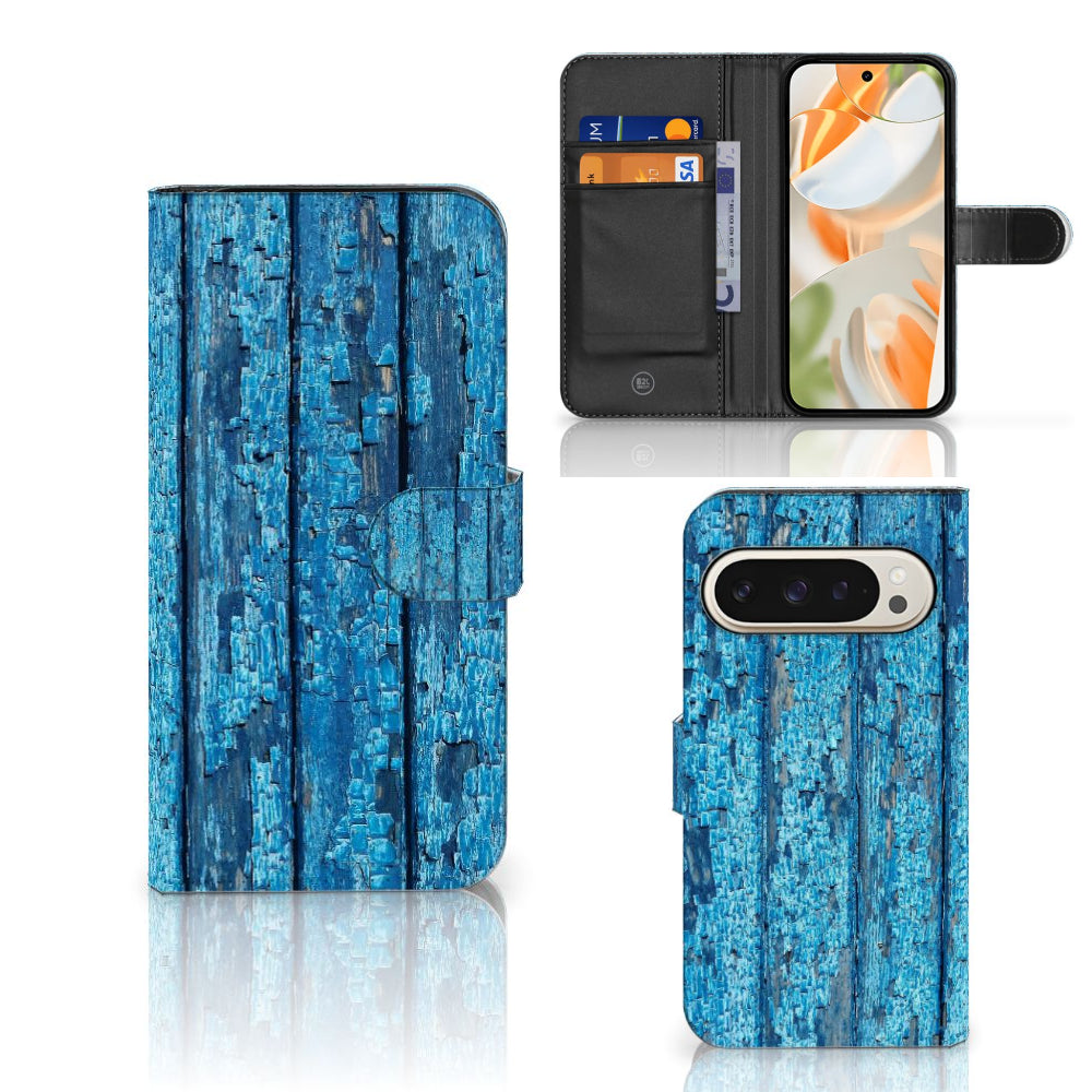 Google Pixel 9 | 9 Pro Book Style Case Wood Blue