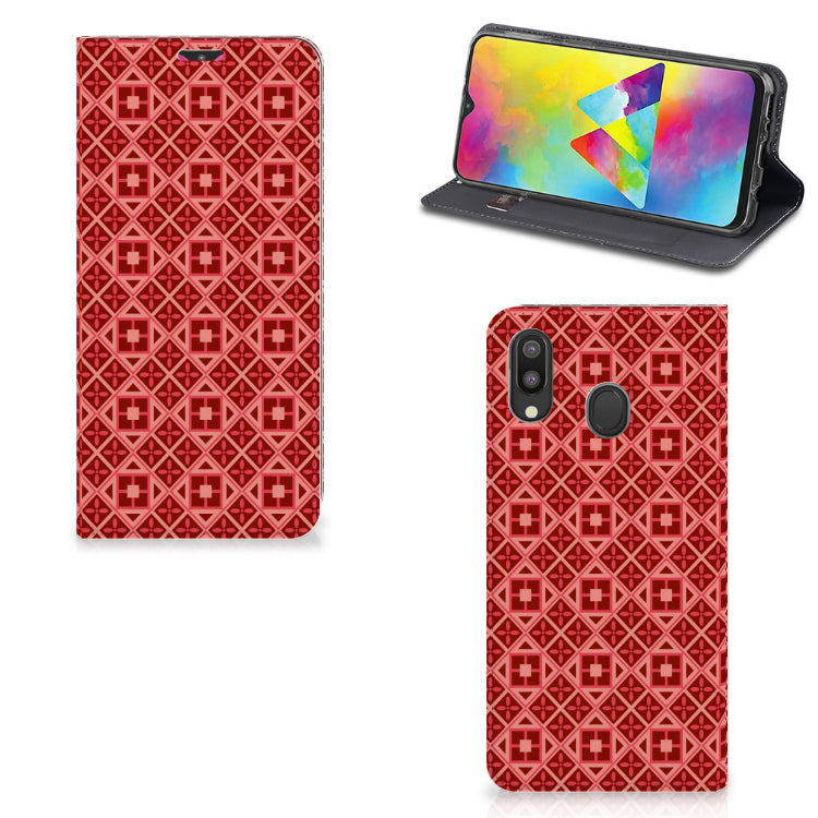 Samsung Galaxy M20 Hoesje met Magneet Batik Rood