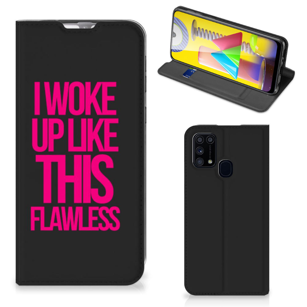 Samsung Galaxy M31 Hoesje met tekst Woke Up - Origineel Cadeau Zelf Maken