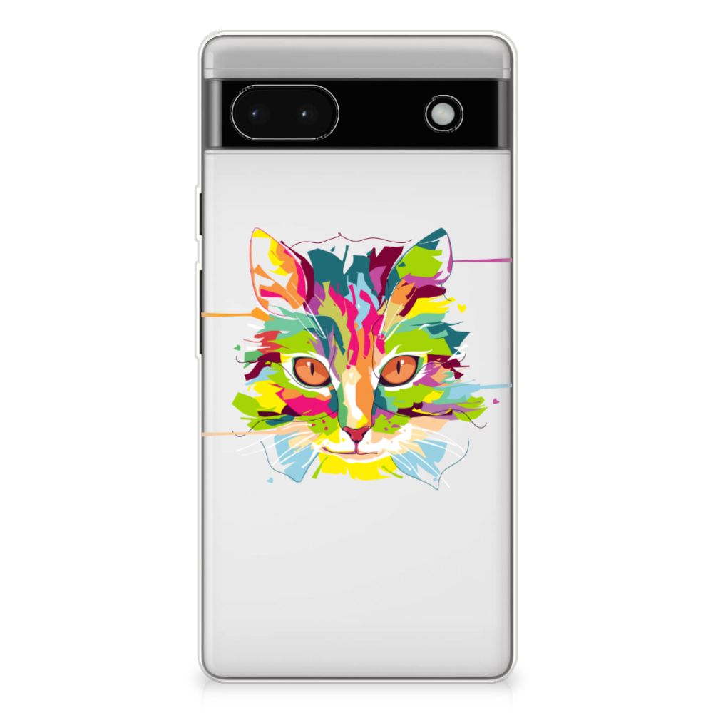 Google Pixel 6A Telefoonhoesje met Naam Cat Color