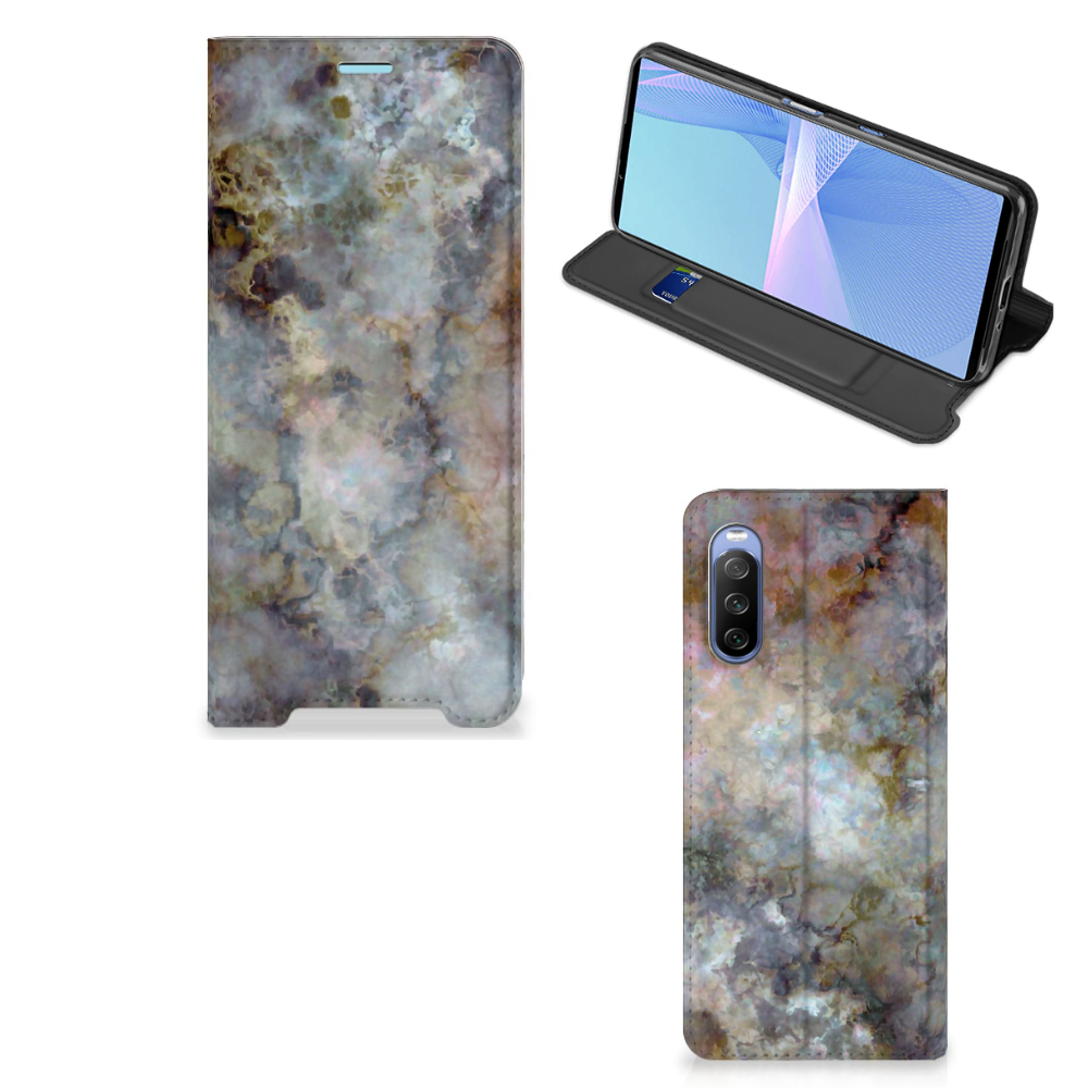 Sony Xperia 10 III Standcase Marmer Grijs - B2C Telecom