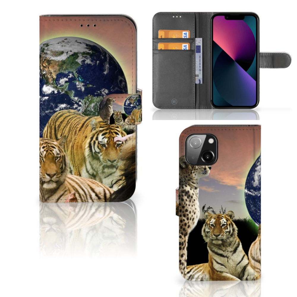 Apple iPhone 13 Telefoonhoesje met Pasjes Roofdieren