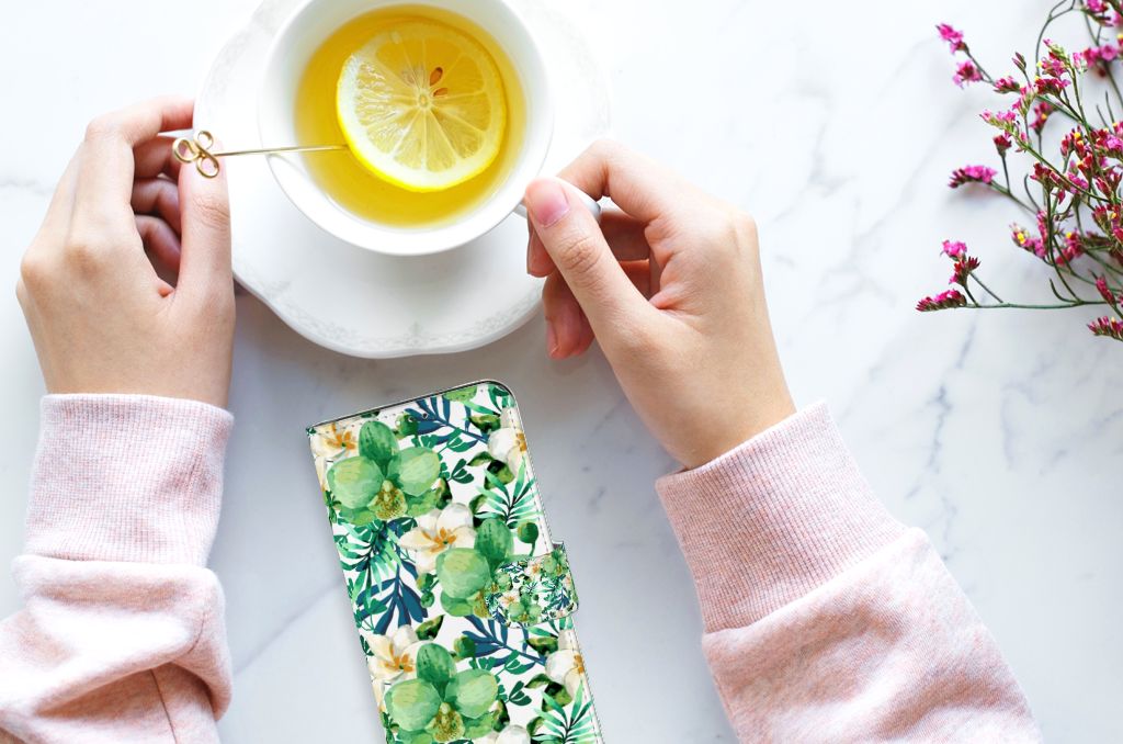 Samsung Galaxy A12 Hoesje Orchidee Groen