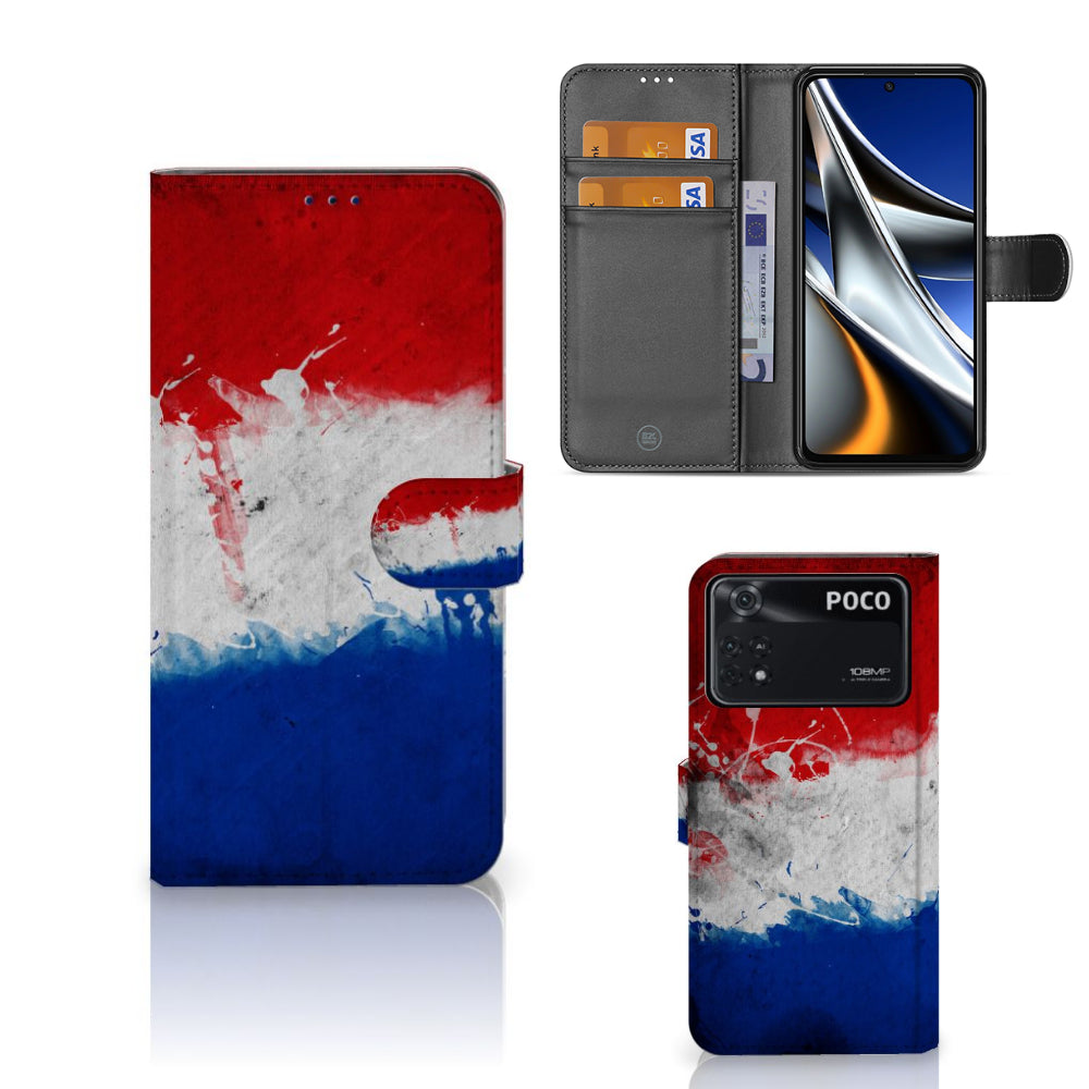 Xiaomi Poco X4 Pro 5G Bookstyle Case Nederland met Nederlandse vlag design en ruimte voor pasjes.