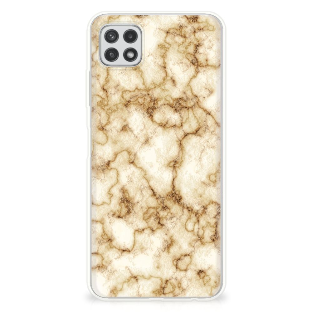 Samsung Galaxy A22 5G TPU Siliconen Hoesje Marmer Goud