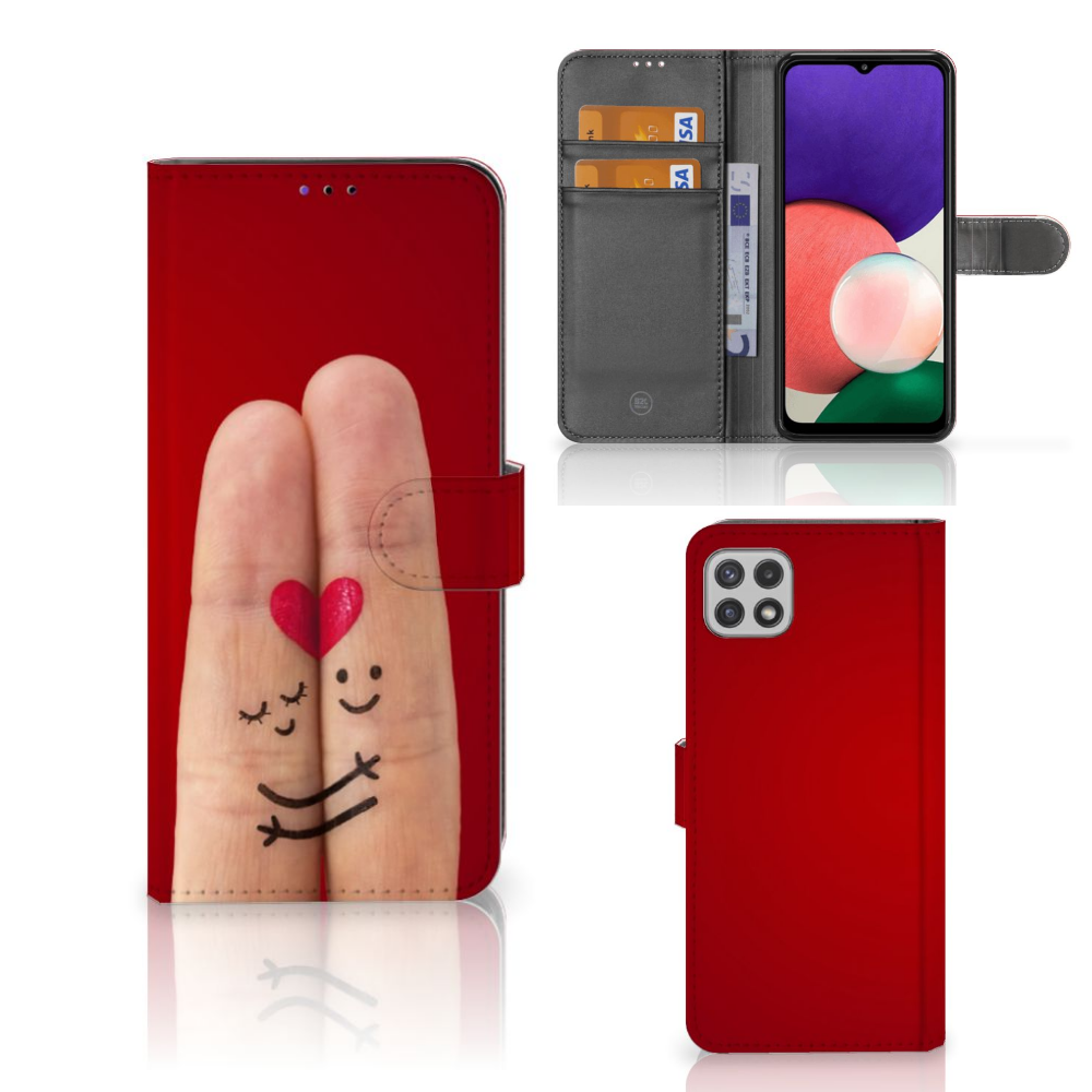 Samsung Galaxy A22 5G Wallet Case met Pasjes Liefde - Origineel Romantisch Cadeau