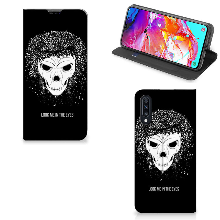 Mobiel BookCase Samsung Galaxy A70 Skull Hair