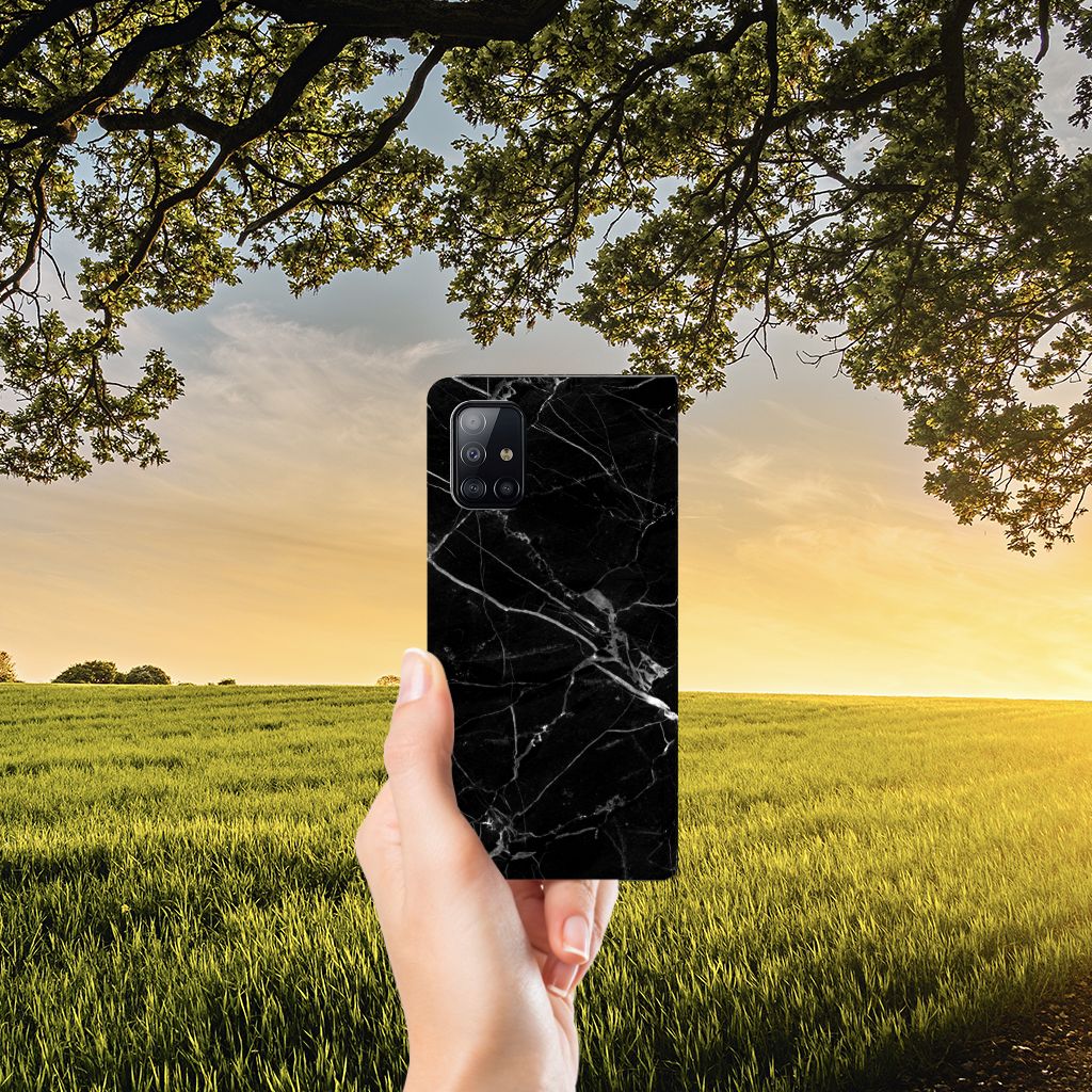 Samsung Galaxy A71 Standcase Marmer Zwart - Origineel Cadeau Vader - B2C Telecom