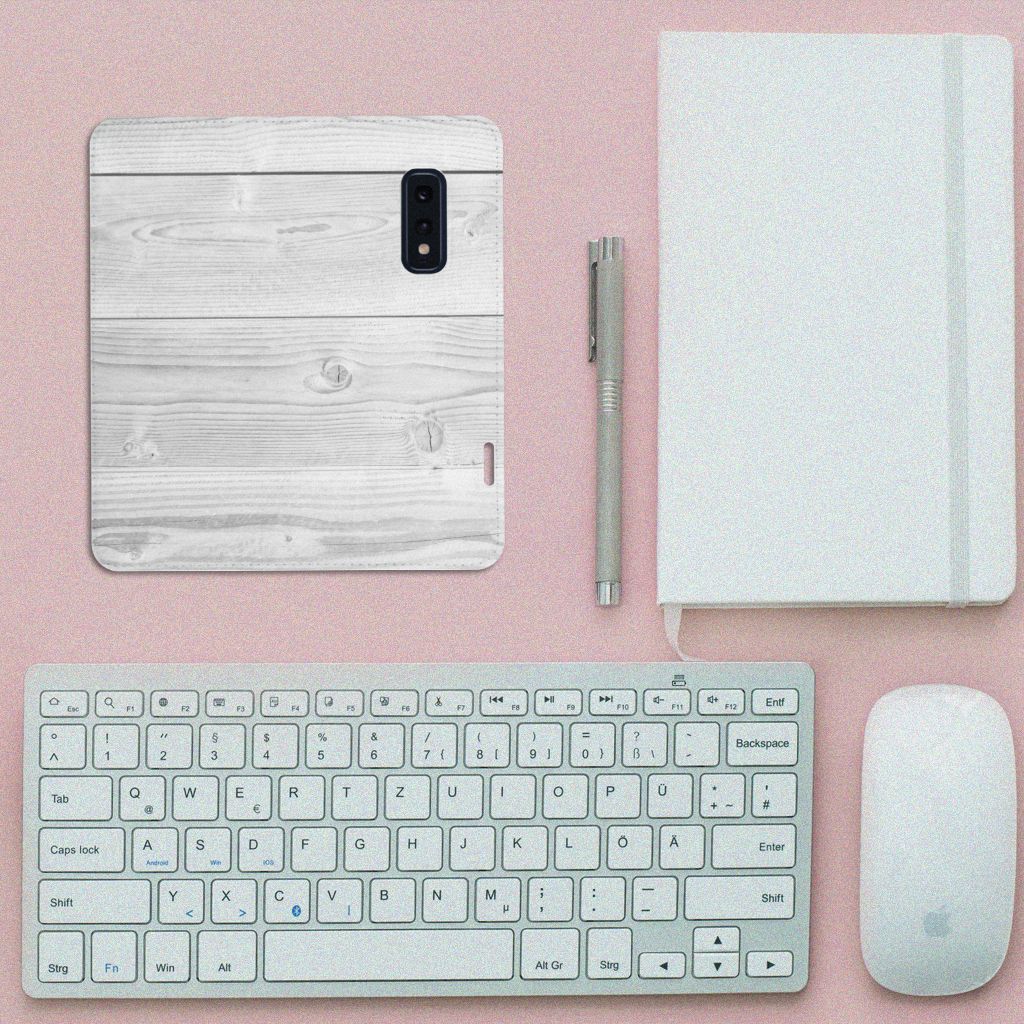 Samsung Galaxy S10e Book Wallet Case White Wood