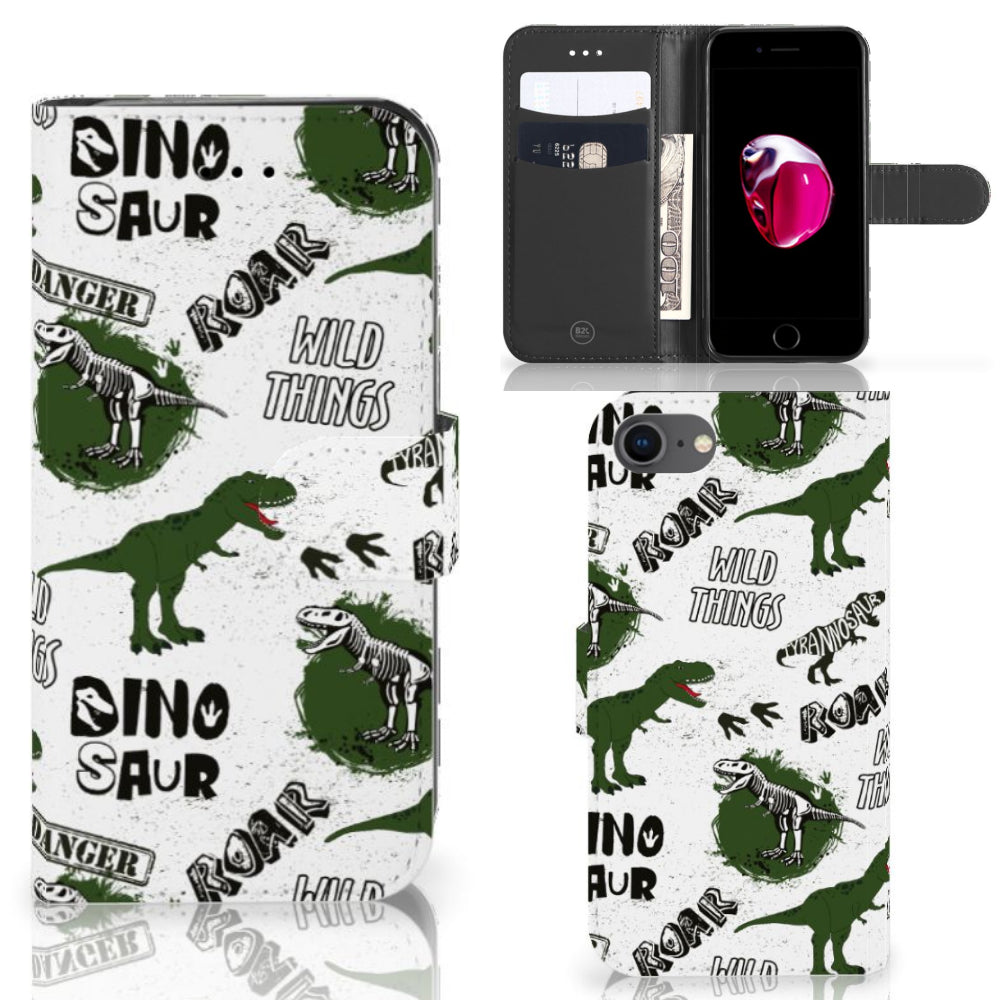Telefoonhoesje met Pasjes voor iPhone 7 | 8 | SE (2020) | SE (2022) Dinosaurus