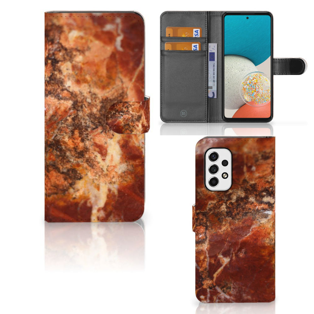 Samsung Galaxy A53 Bookcase Marmer Bruin