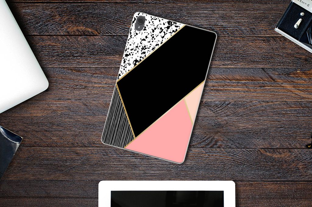 Lenovo Tab P11 | P11 Plus Back Cover Zwart Roze Vormen - B2C Telecom