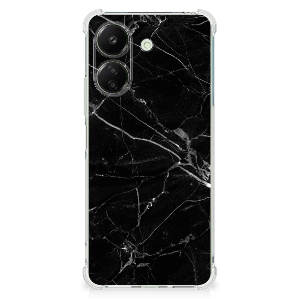 Xiaomi Redmi 13C 4G Anti-Shock Hoesje Marmer Zwart - Origineel Cadeau Vader