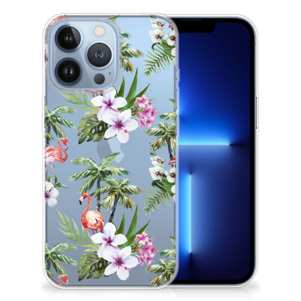 Apple iPhone 13 Pro TPU Hoesje Flamingo Palms