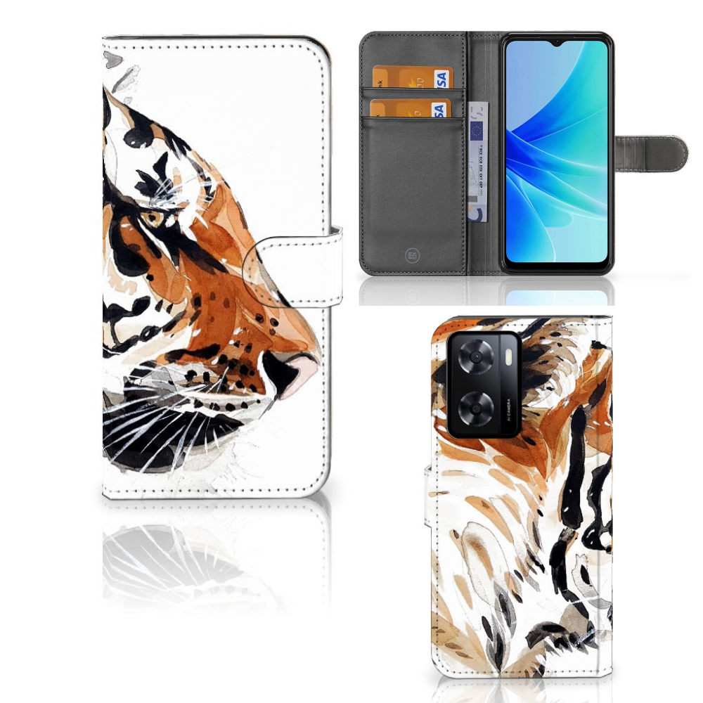 Hoesje PPO A57 | A57s | A77 4G Watercolor Tiger