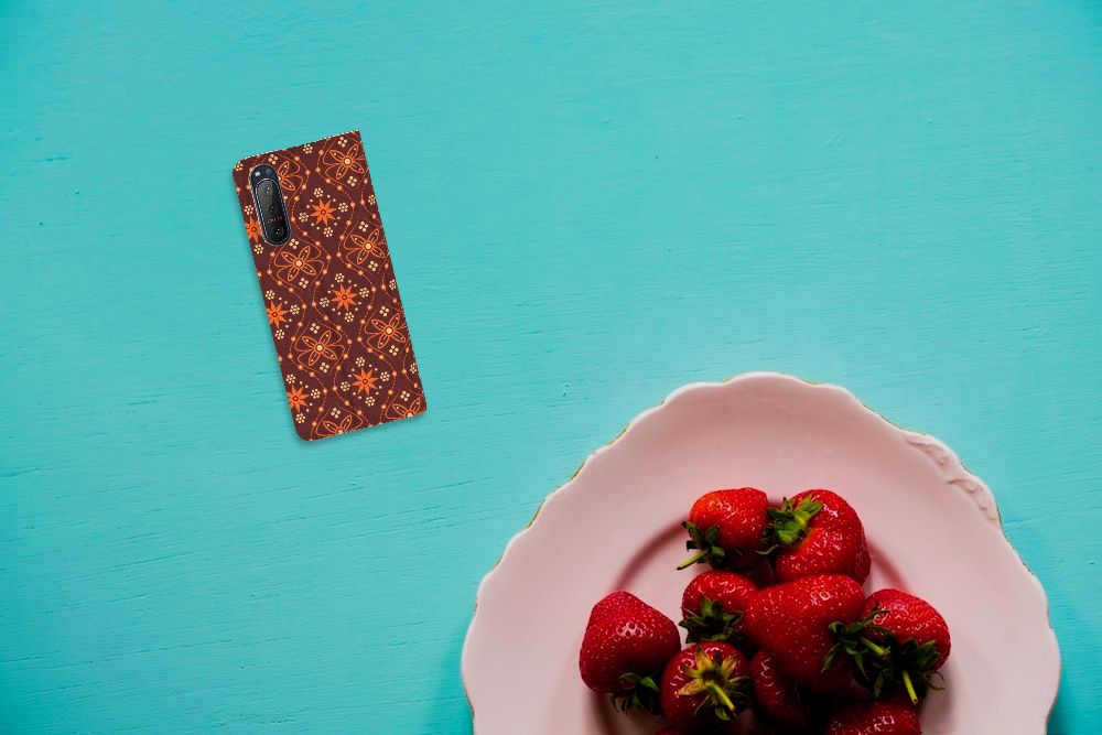 Sony Xperia 5 II Hoesje met Magneet Batik Brown - B2C Telecom