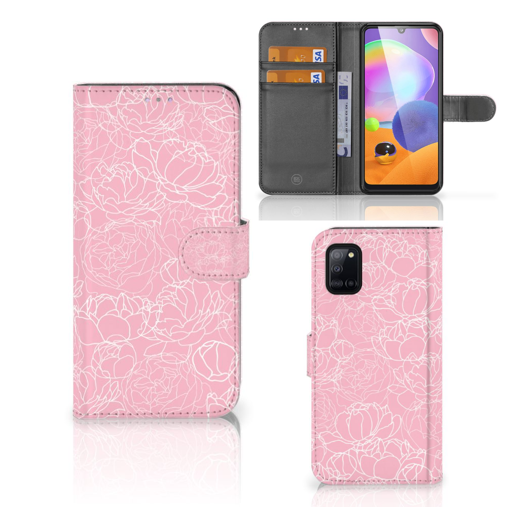 Samsung Galaxy A31 Hoesje White Flowers