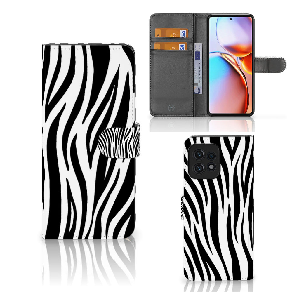 Motorola Edge 40 Pro Telefoonhoesje met Pasjes Zebra