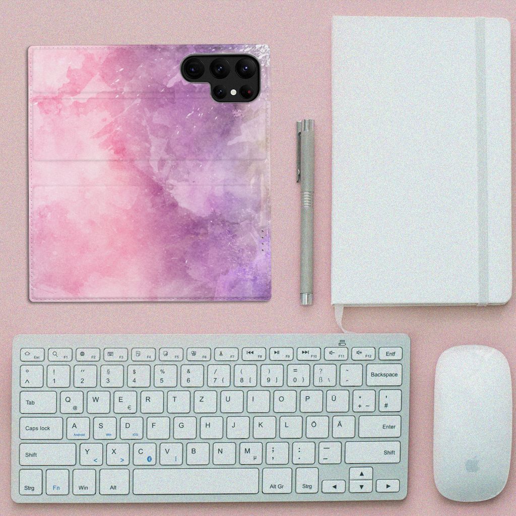 Bookcase Samsung Galaxy S23 Ultra Pink Purple Paint - B2C Telecom