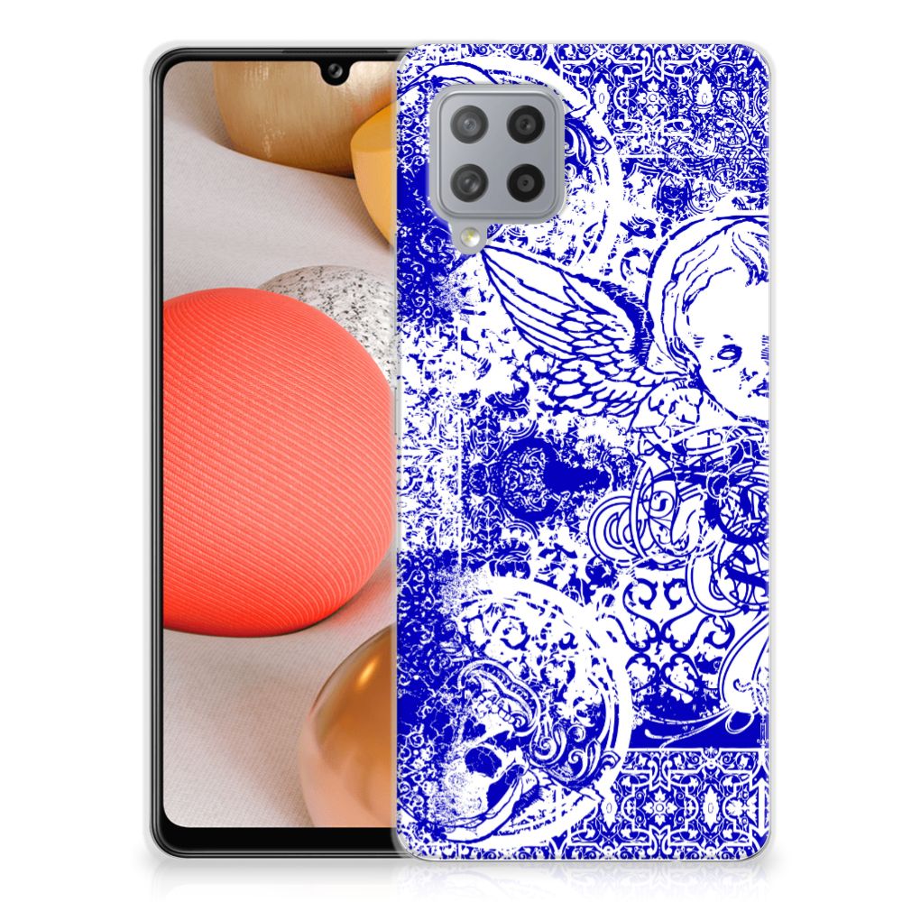 Silicone Back Case Samsung Galaxy A42 Angel Skull Blauw