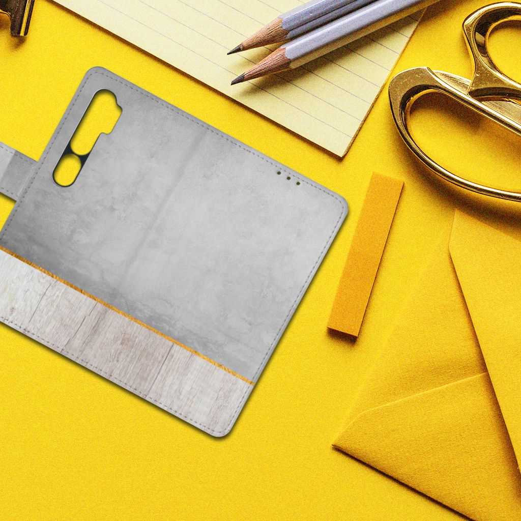 Xiaomi Mi Note 10 Pro Book Style Case Wood Concrete