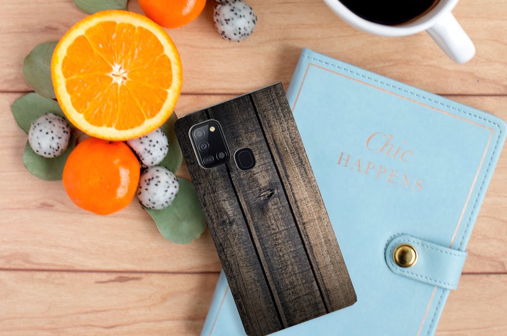 Samsung Galaxy A21s Book Wallet Case Steigerhout