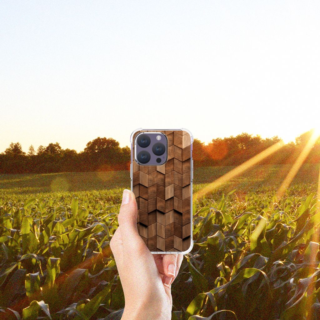 Stevig Telefoonhoesje voor iPhone 15 Pro Wooden Cubes B2C Telecom