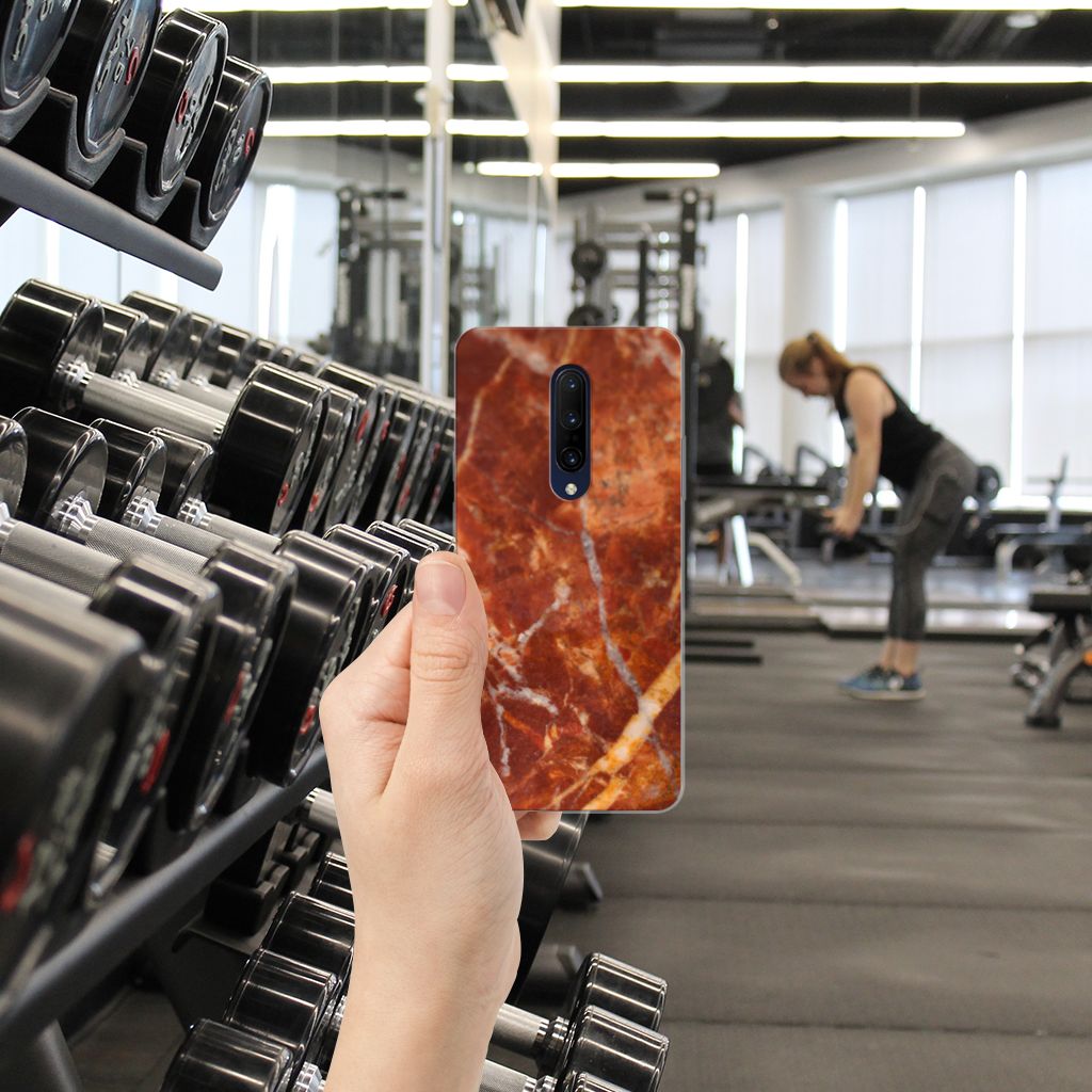 OnePlus 7 Pro TPU Siliconen Hoesje Marmer Bruin
