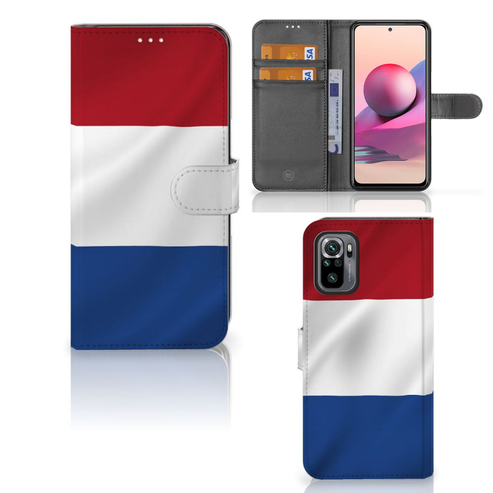 Xiaomi Redmi Note 10S | 10 4G | Poco M5s Bookstyle Case Nederlandse Vlag met pasjeshouder en Nederlandse vlag design.