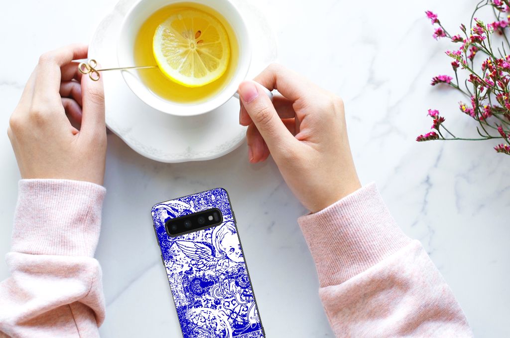 Mobiel Case Samsung Galaxy S10 Angel Skull Blauw B2C Telecom