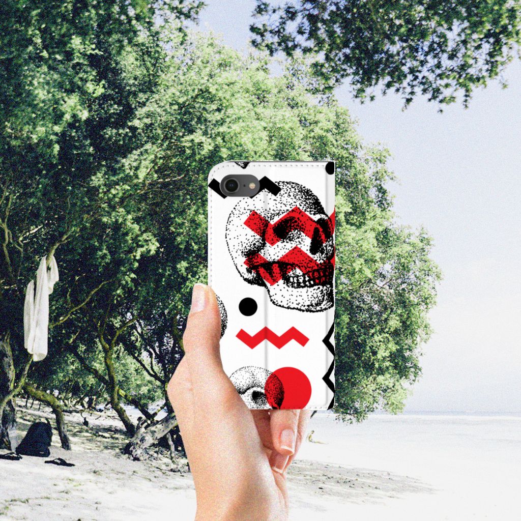 Mobiel BookCase iPhone 7 | 8 | SE (2020) | SE (2022) Skull Red