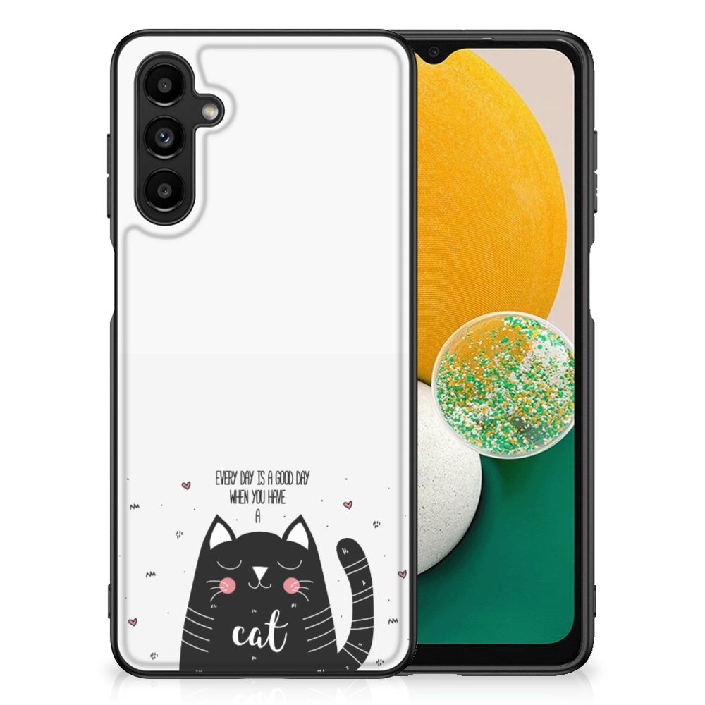 Samsung Galaxy A14 5G Hoesje Cat Good Day met schattige kat illustratie voor bescherming en stijl.
