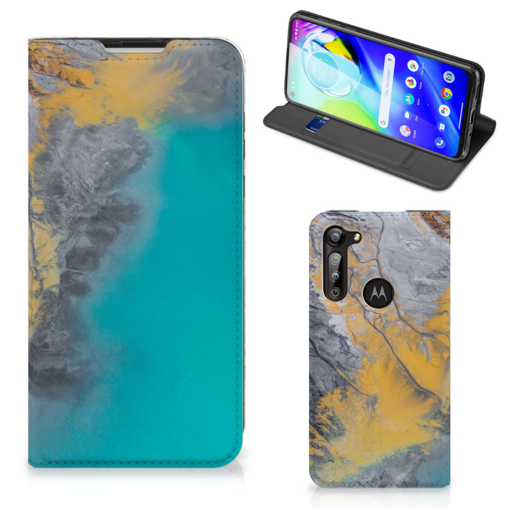 Motorola Moto G8 Power Standcase Marble Blue Gold - B2C Telecom