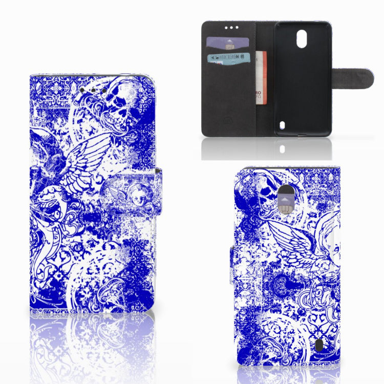 Telefoonhoesje met Naam Nokia 2 Angel Skull Blauw
