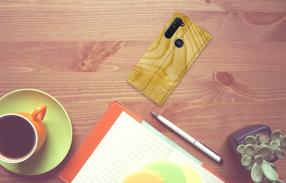 Motorola Moto G Pro Book Wallet Case Licht Hout - B2C Telecom