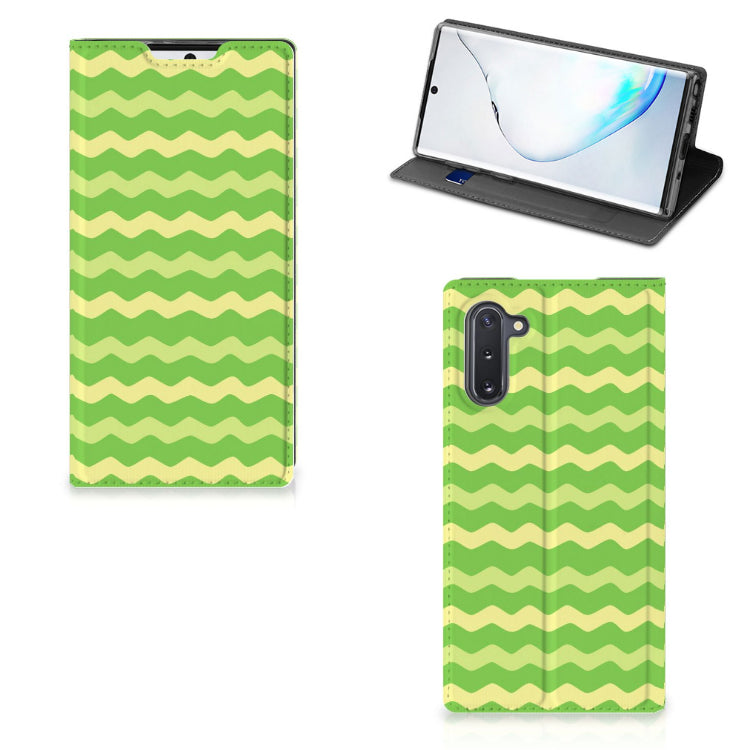 Samsung Galaxy Note 10 Hoesje met Magneet Waves Green