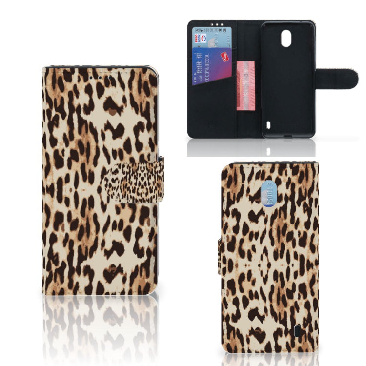 Nokia 1 Plus Telefoonhoesje met Pasjes Leopard