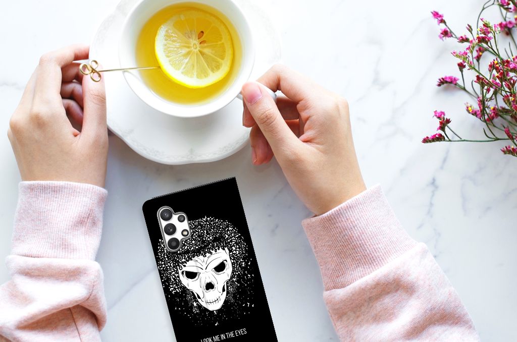 Mobiel BookCase Samsung Galaxy A32 4G | A32 5G Enterprise Editie Skull Hair - B2C Telecom
