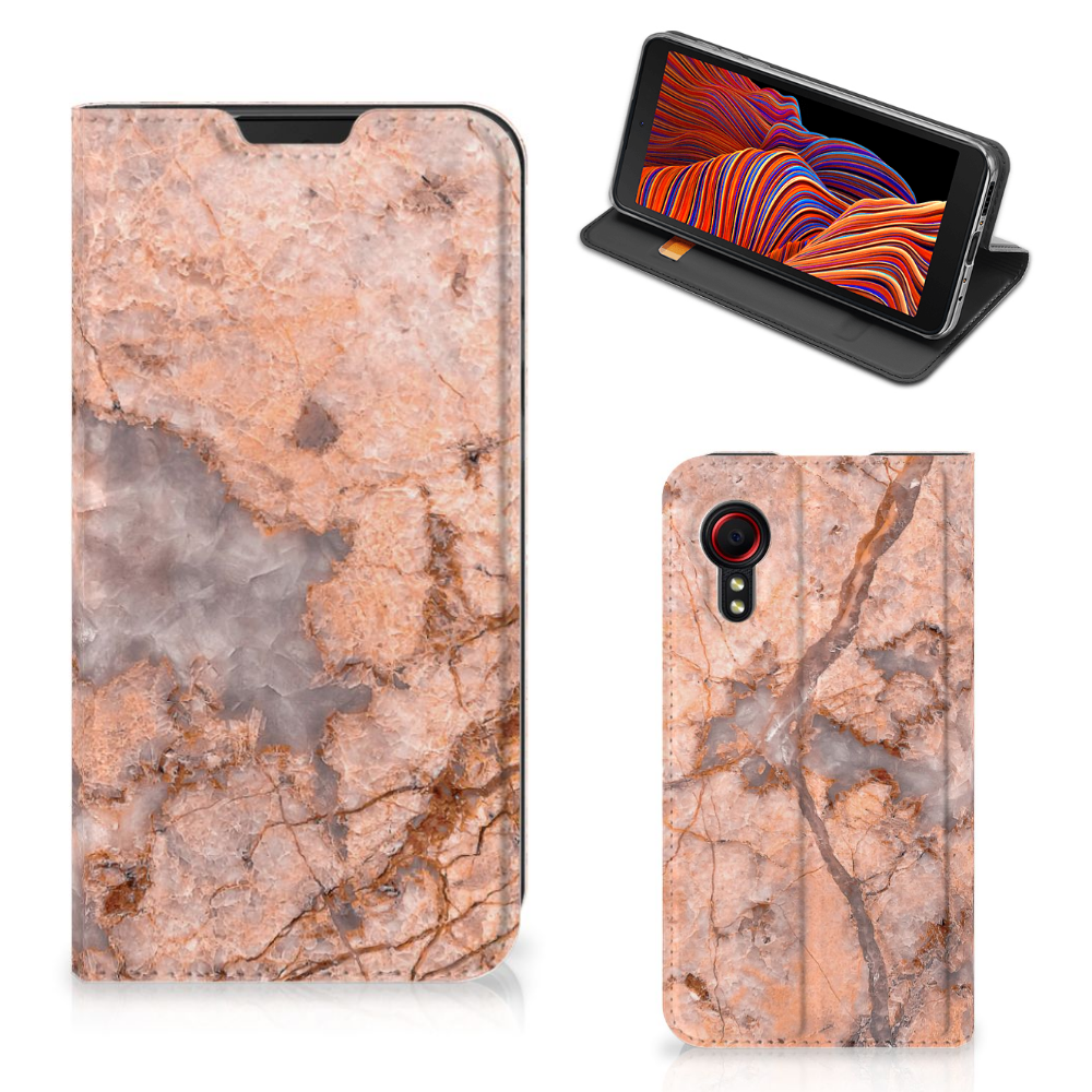 Samsung Galaxy Xcover 5 Standcase Marmer Oranje - B2C Telecom