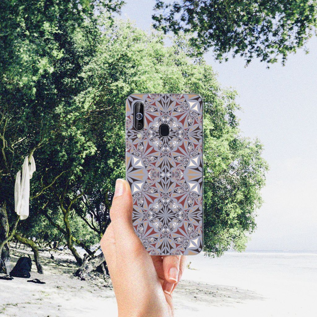 Samsung Galaxy A60 TPU Siliconen Hoesje Flower Tiles