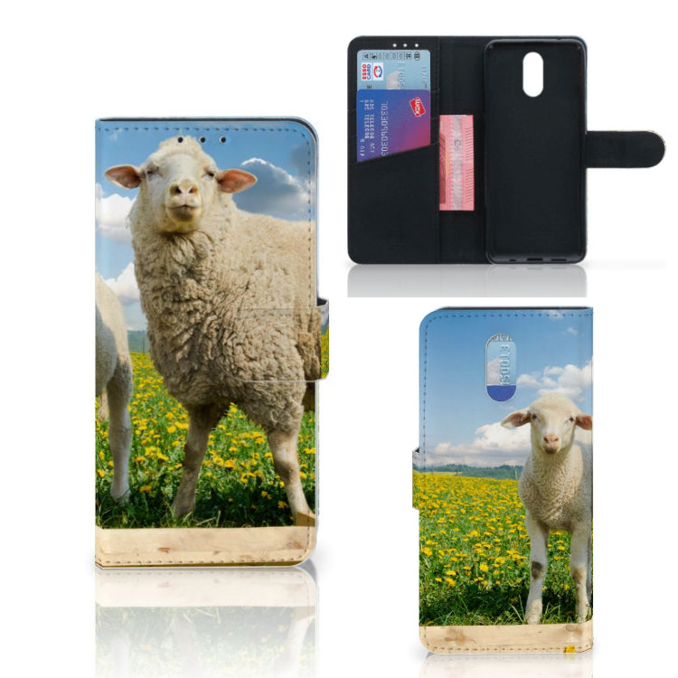 Nokia 2.3 Telefoonhoesje met Pasjes Schaap en Lammetje