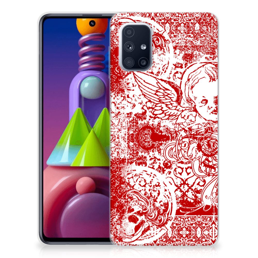 Silicone Back Case Samsung Galaxy M51 Angel Skull Rood